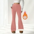 thumbnail image 5 of Bloomae Women's Fleece Lined Pants High Waist Winter Thermal Plush Thick Warm Flare Leggings Tummy Control Hiking Yoga Pants with Pockets Pink L, 5 of 9