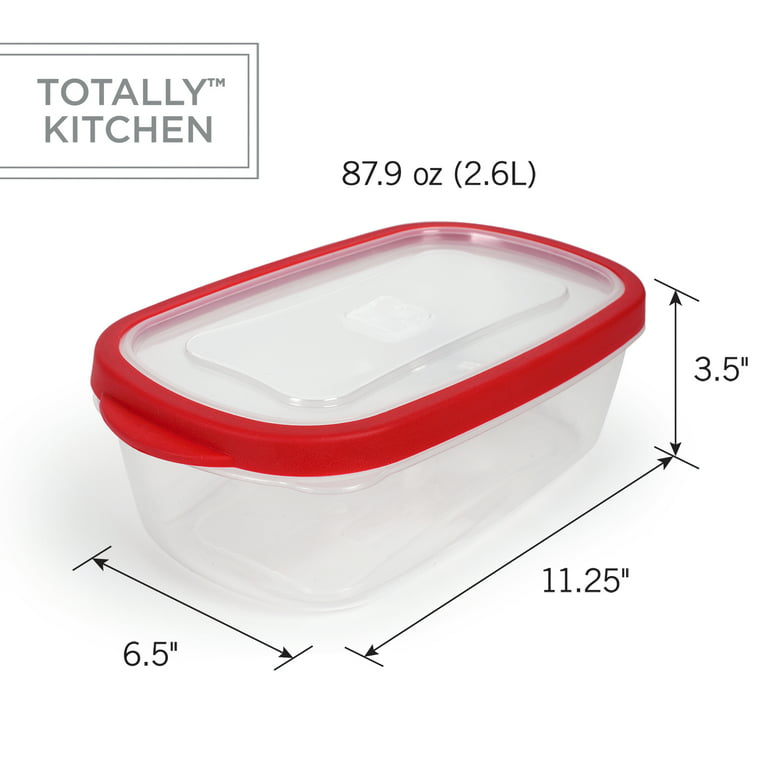 Totally Kitchen Rectangle Food Storage Containers, Red, 20 Pcs