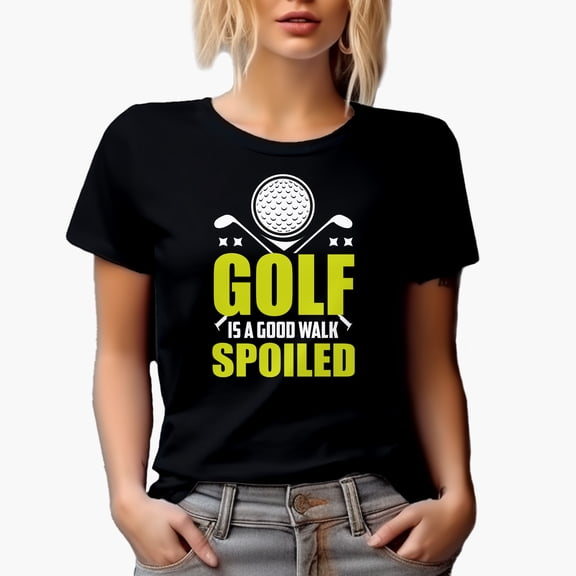 Golf Is Good Walk Spoiled Quote with a Ball & Clubs, Golf Player, Golfing or Golfer Themed Merch Gift, Black T-Shirt, Small