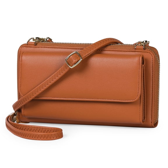 FALAN MULE Rfid Wallet Purse Wristlet Crossbody Bag for Women Leather Ladies Clutch with 2 Straps