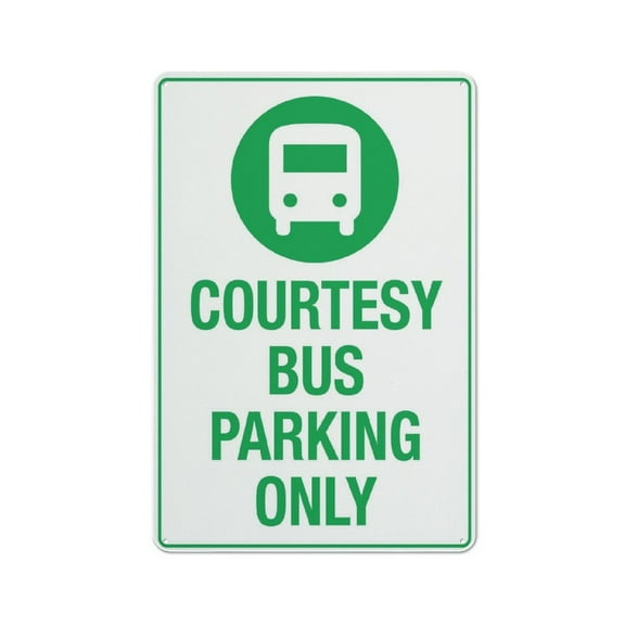 Courtesy Bus Parking Only Sign 12 X 8 Inch Metal Sign, Rustproof Aluminum, Multicolor