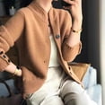 thumbnail image 4 of Lady Winter Coat Knitted Thickened Single-breasted Solid Color Pockets Stand Collar Warm Button Decor Cardigan Daily Wear Outdoor Sweater Jacket, 4 of 8