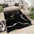 thumbnail image 2 of Gold Abstract Geometric Stripes Area Rug, Modern Twisted Lines Indoor Carpet, with Non-Slip Backing Washable Rugs for Living Room Bedroom Dining Room Office 4' x 7', 2 of 6
