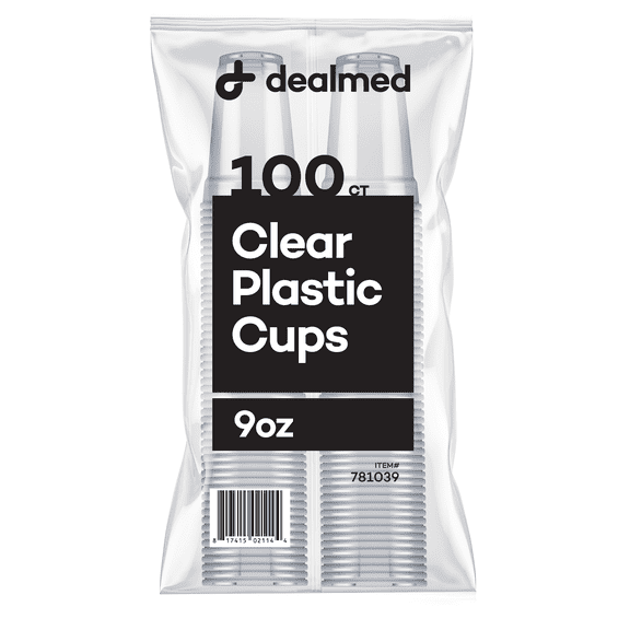 Dealmed Disposable Plastic Cups – 100% Recyclable Cups, Ideal for Doctor's Offices, School Nurse's, Hospitals, at Home and More (Pack of 100, 9 oz.)