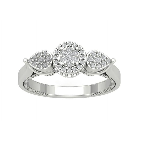 Araiya Sterling Silver Halo Cluster Diamond Ring for Women (1/3 cttw, I-J Color, I2-I3 Clarity), Size 7