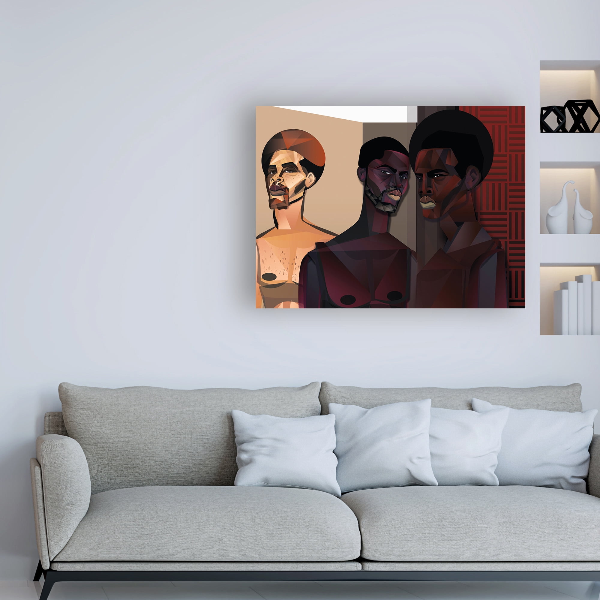 Trademark Fine Art 'Three Men' Canvas Art by Jaleel Campbel