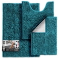thumbnail image 1 of Juego de alfombras de baño Hearth & Harbor Chenille, antideslizantes, color verde azulado, 1 of 9