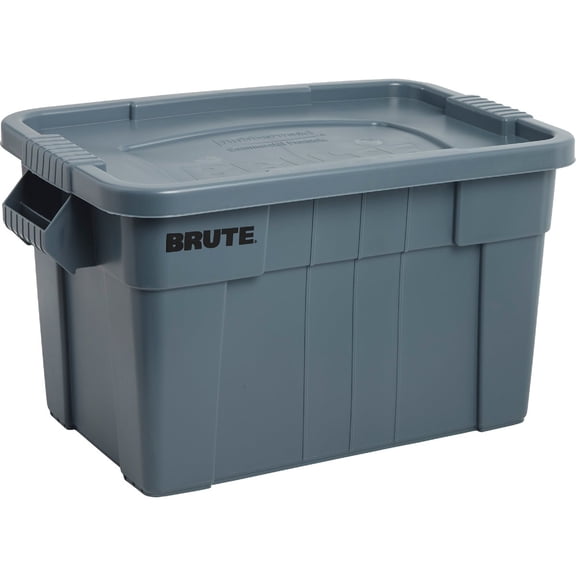 Rubbermaid Commercial Products Brute Tote Storage Container With Lid, 20- Gallon, Gray (FG9S3100GRAY)