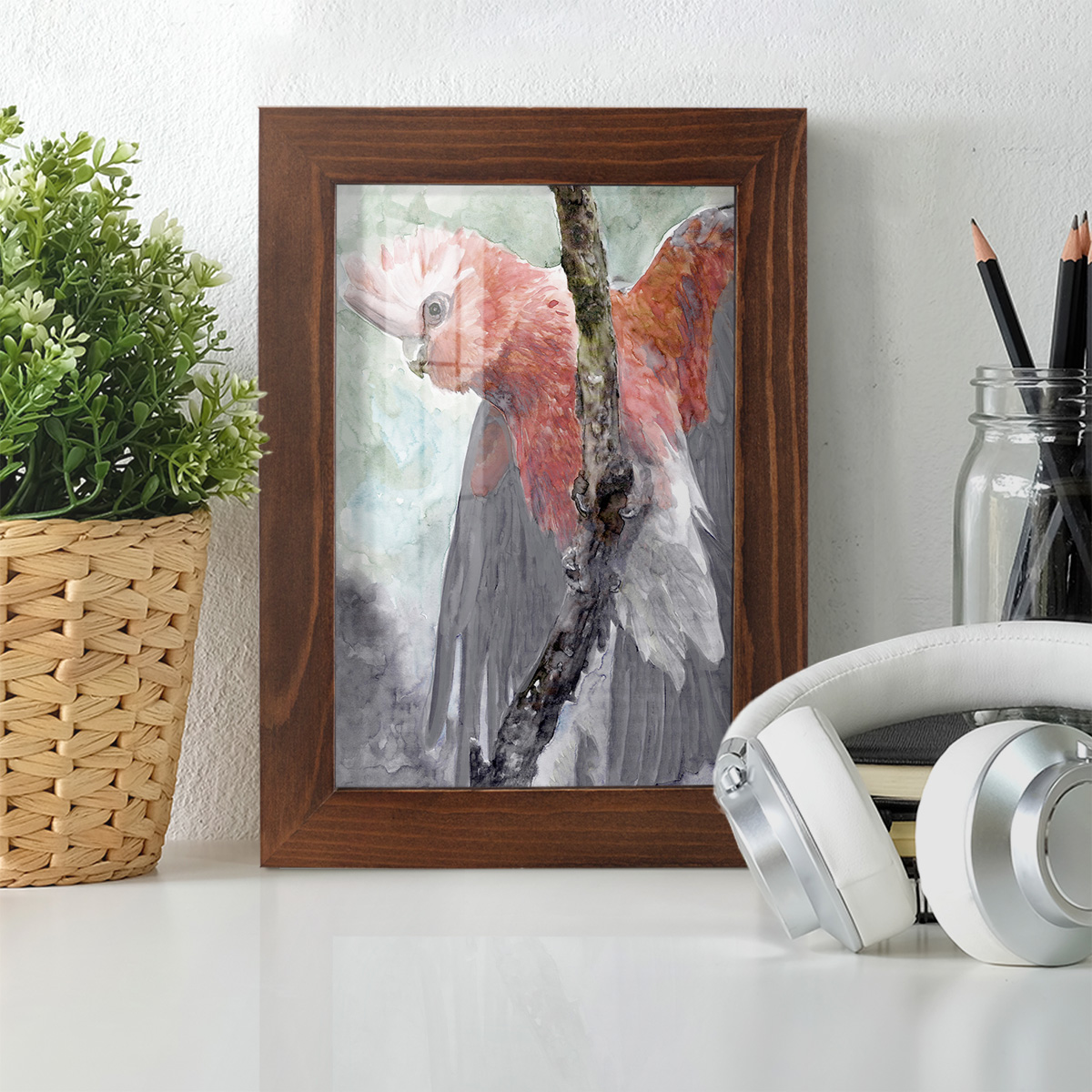 Tropic Parrot II - Framed Print w/glass - Chestnut