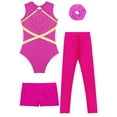 thumbnail image 5 of Miutii Kids Girls Gymnastics Leotard Sleeveless Sparkly Unitard Dance Biketard with Shorts Skating Leggings Hairband Set Hot Pink 12, 5 of 7