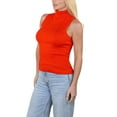 thumbnail image 4 of Socal Look Women's Sleeveless Turtleneck Sweater Top in Stretchable Viscose Blend Bright Red, M, 4 of 7