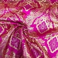 thumbnail image 2 of Metallic Floral Brocade Fabric 60" By Yard in Red Gold White Purple Blue Green (Fuchsia / Gold), 2 of 5