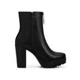 thumbnail image 6 of BLISSFUL STEP Women's Platform Zip Ankle Chunky Heel Boots Black 9, 6 of 8