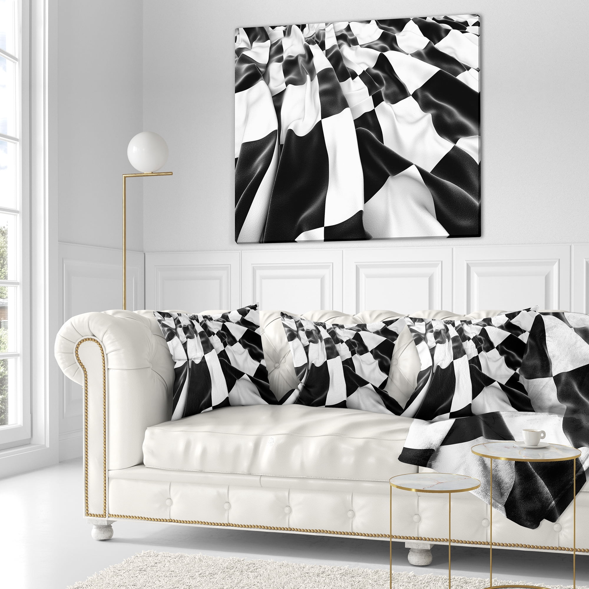 Designart 3D Checkered Flag - Abstract Throw Pillow - 18x18