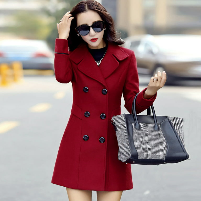 Wool Lady Coat, Women's Fall Winter Fashion Work Jackets Blazer