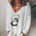 thumbnail image 2 of USSUMA Womens Tops, Womens Junior Tee Shirt Long-Sleeves Solid Color Paisley Printed V Neck Oversized Boho Dressy Tunics Summer Color Block Tops Butterfly Color Block Printing Sweatshirts, 2 of 6