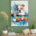 thumbnail image 2 of American Bulldog Dog Stretched Canvas Size 8x12 – Billiards Theme Dog Art for Wall, American Bulldog Dog Playing Billiards Wall Art, Dog Lover Canvas Decor, 2 of 5