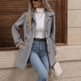 thumbnail image 3 of Women's Wool Blend Button Front Coat, Belted Mid-Length Overcoat, Elegant Lapel Collar Woolen Jacket Outerwear for Fall Winter 04-Gray XXL, 3 of 4