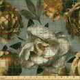thumbnail image 2 of Ambesonne Peony Fabric by the Yard, Vintage Floral Nostalgia Art, 2 Yards, Dimgray Caramel Eggshell, 2 of 5
