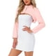 thumbnail image 4 of Chaqueta recortada de manga larga con cremallera y cuello de pie de cuero sintético para mujer INSPIRE CHIC L Rosa, 4 of 6