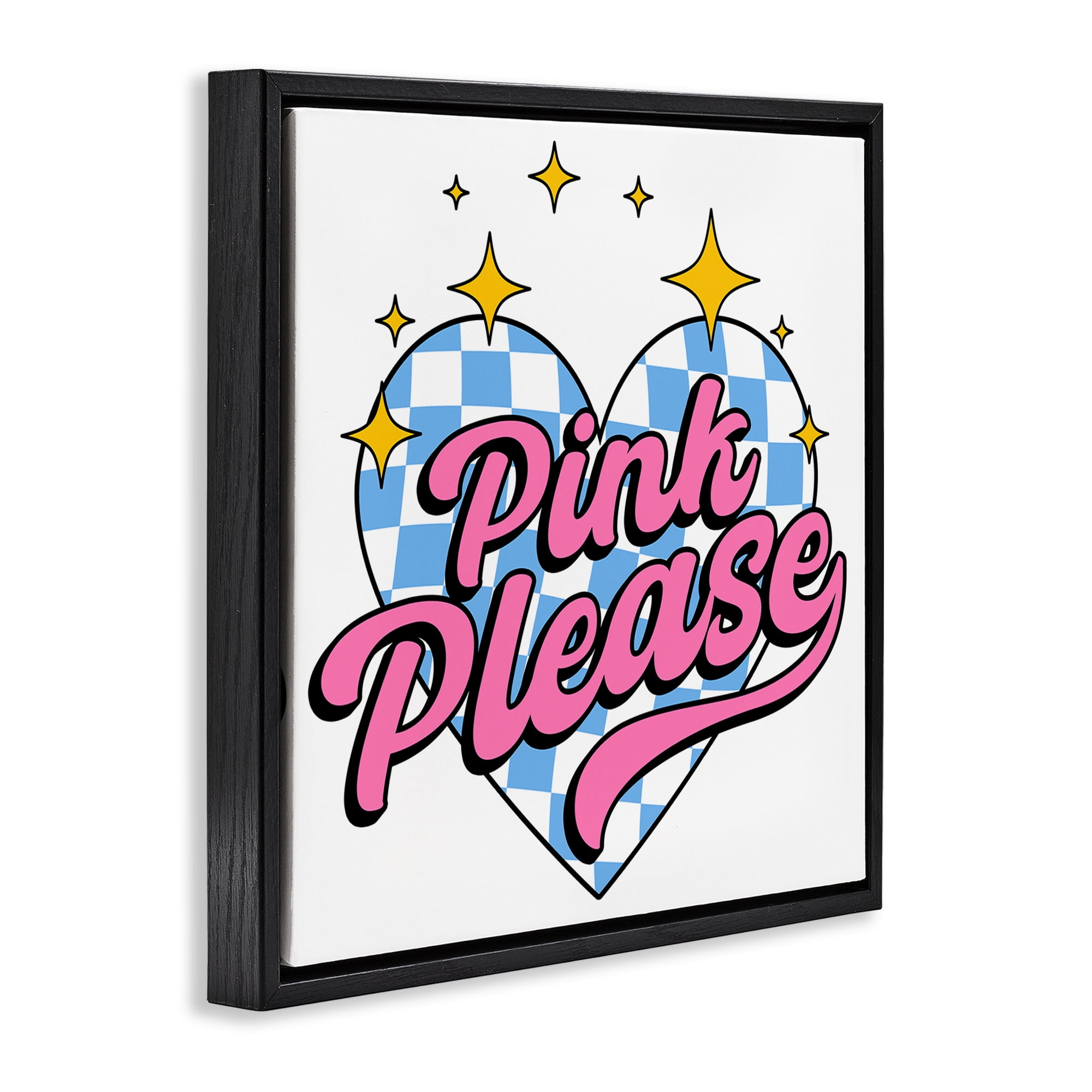 Stupell Industries Funky Pink Please Text & Numbers Painting Black Floater Framed Canvas Art Print Wall Art, 18 x 18