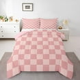 thumbnail image 2 of Erosebridal Plaid Buffalo Comforter Sets Queen Size, Pink Checkered Comforters & Duvets, Rectangle Room Decor, Breathable 3-Piece, 2 of 8