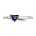 thumbnail image 5 of Sterling Silver Rhodium-Plated Blue Glass Stone Triangle Ring (Size 8) Made In China qr6773-8, 5 of 5