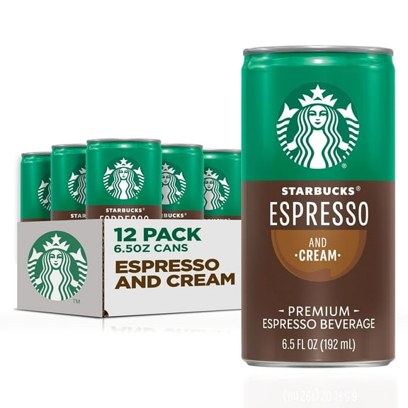 Starbucks Doubleshot Espresso & Cream Premium Coffee Drink, Ready To Drink Coffee, 6.5 fl oz Cans, 12 Pack