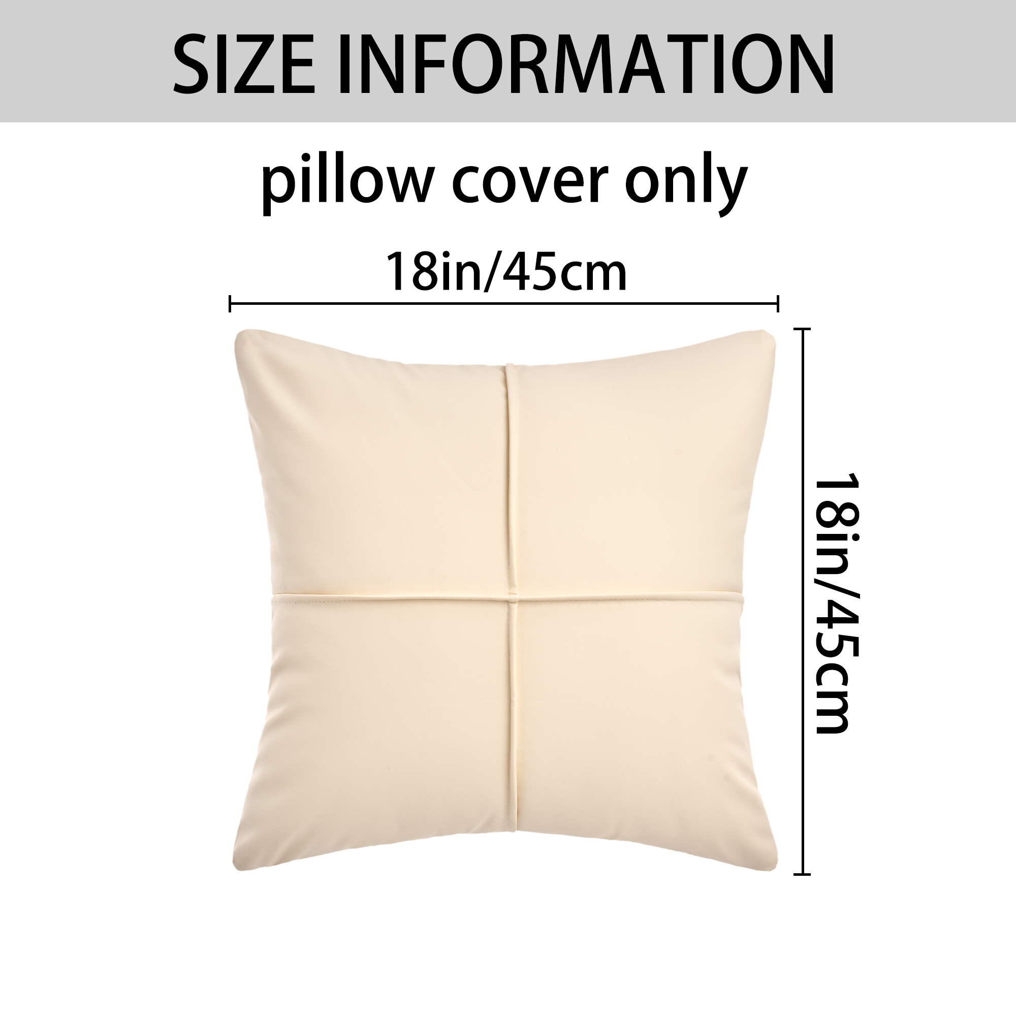 Unique Bargains Set of 2 Square Throw Pillow Covers Decorative Cases Cream White