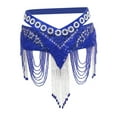 thumbnail image 5 of Beaded Chain Belly Dance Hip Skirt Scarf Practice Waist Chain Belt Dark Blue, 5 of 8