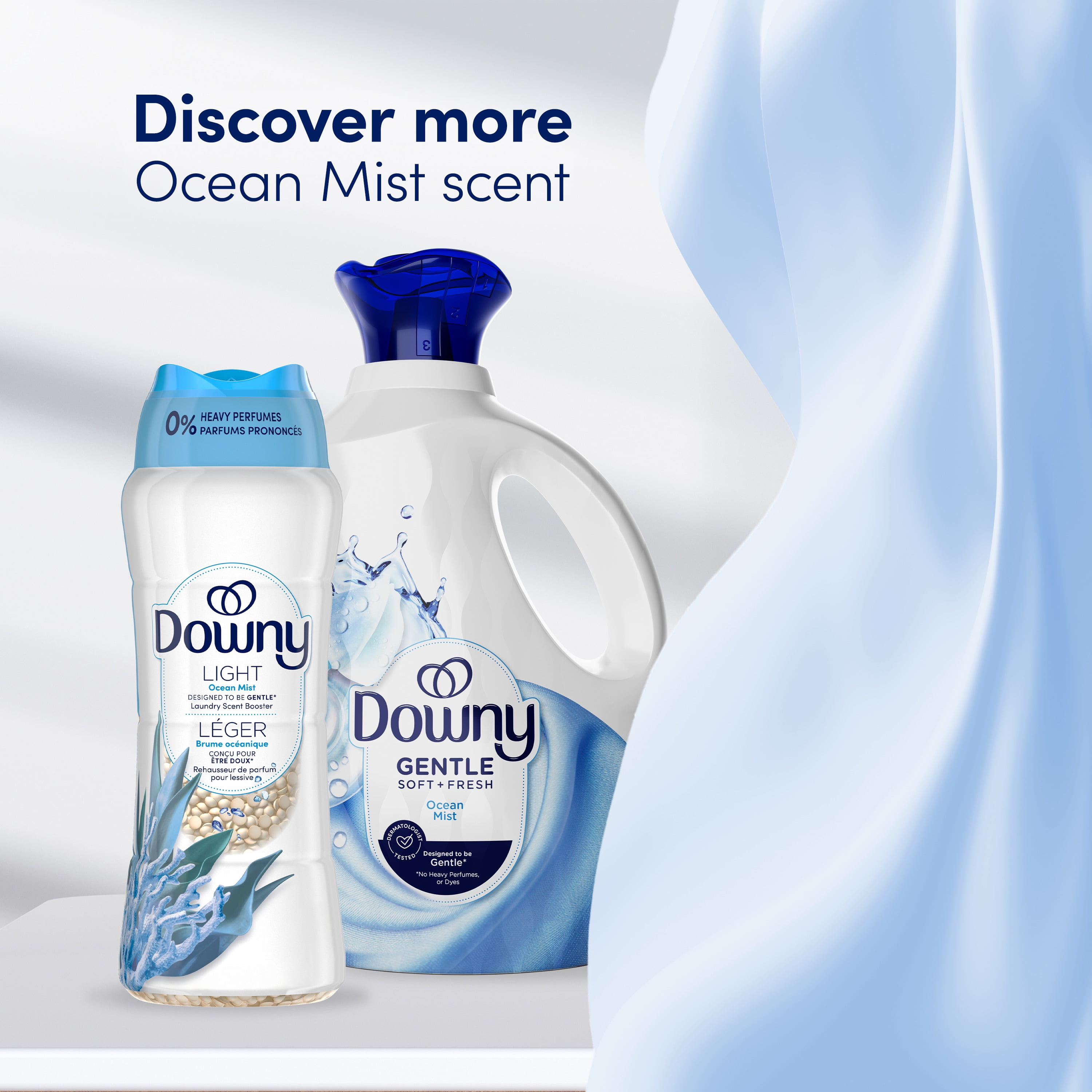 (4 pack) Downy Gentle Soft + Fresh Liquid Fabric Softener, Ocean Mist Scent, 44 fl oz, 66 Loads
