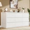 thumbnail image 7 of Modern 9 Drawer Dresser for Bedroom, Wide Wooden Chest, Large Storage Organizer, Versatile Furniture for Living Room Hallway Entryway - White, 7 of 7
