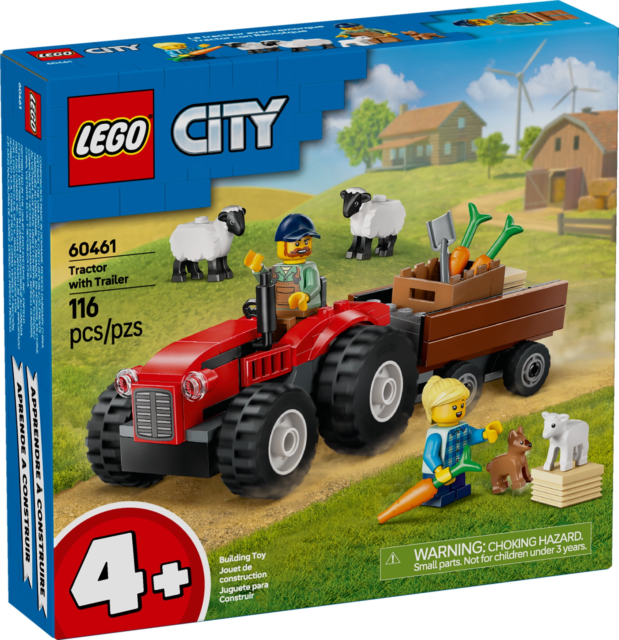 LEGO City Red Farm Tractor with Trailer & Sheep Toddler Learning Toy  Farm Toy with Tractor and Anim(图3)
