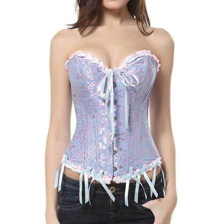 Pavied Corset Tops Tube Tops Women Corsets Bustiers Boned Embroidered Top Plus Size Bustier Tops Underbust Corset Blue 4XL