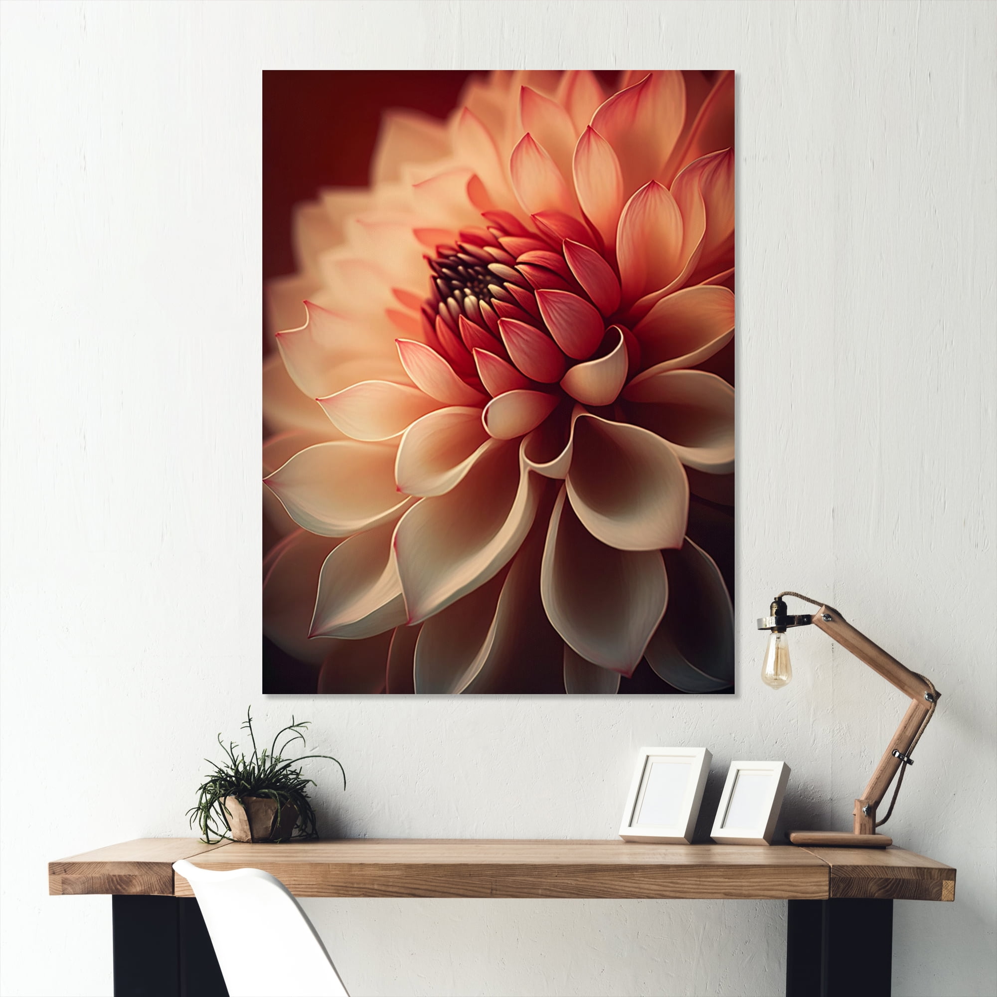 Designart Orange Dahlia Flower V Canvas Wall Art