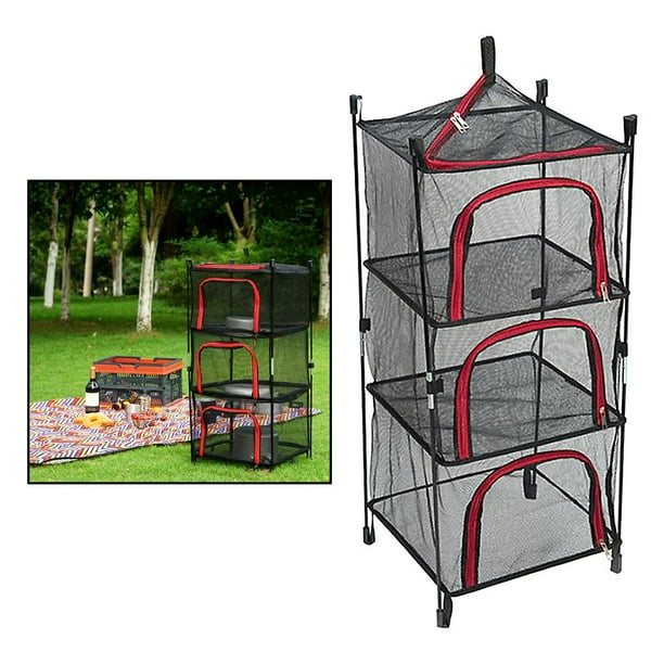Cesta plegable de malla de secado para acampar Cesta de red seca portátil para picnic, barbacoa, vajilla / platos / comida / verduras / fruta / ropa / Soledad Rejilla de malla seca para exteriores