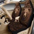 thumbnail image 3 of Xixirimido Bear Brown Print Car Seat Cover Set of 5 Pieces Front Seat Covers with Matching Seat Belt and Center Console Covers PU Leather Fits Most Vehicles, 3 of 8