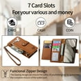 thumbnail image 4 of Wallet Case for Google Pixel 8 Pro Women Men, Durable PU Leather Magnetic Flip Lanyard Strap Wristlet Zipper Card Holder Kickstand Wallet Phone Case Cover Full Body Protection, Brown, 4 of 8