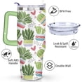 thumbnail image 3 of 40oz Cactus Pattern Stainless Steel Flip Straw Tumbler Spill Proof Travel Cup Double Wall Vacuum Insulated Coffee Mug with Top Handle, 3 of 6