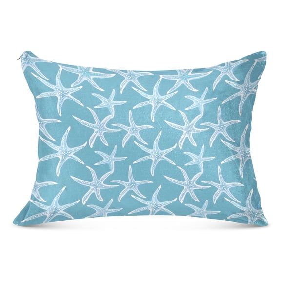 Blue Pastel Starfish Plush Pillow Cases Standard Size Ultra Soft Warm Pillowcases with Zipper 20"x26"