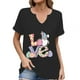 thumbnail image 1 of Corto para las Mujeres Casual Verano 2025 Pascua Impresión V-Cuello Camiseta, Ligero 95% Poliéster 5% Spandex Top para Toda la Temporada Hogar Y Diario, 1 of 7