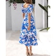 thumbnail image 3 of Vestido casual BTFBM para mujer con cuello cuadrado y estampado floral fruncido, 3 of 9