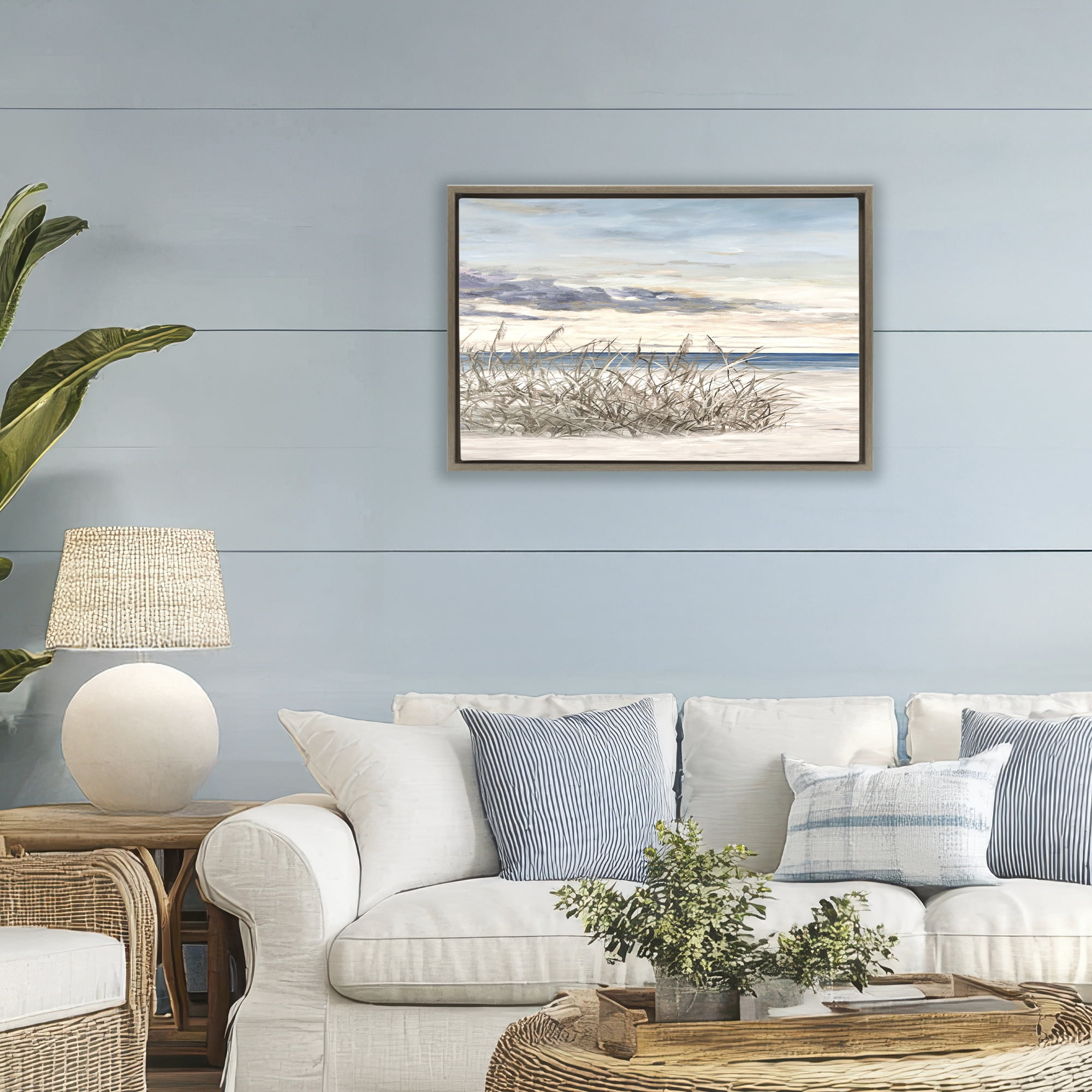 Stupell Industries Windy Beaches Landscape Brown Framed Floater Canvas Wall Art, design by Julie DeRice