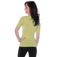 thumbnail image 3 of Emmalise Women's Slim Athletic Fit Vneck Tshirt Half Sleeves Top Jr Size (Wax Yellow, Medium), 3 of 3