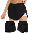 thumbnail image 2 of Gibobby Pantalones De Casuales Para Mujer Alineación informal Secado rápido Transpirable Color sólido Mujeres Work Out Yoga Bottoms Shorts(Azul marino, 4/S), 2 of 5