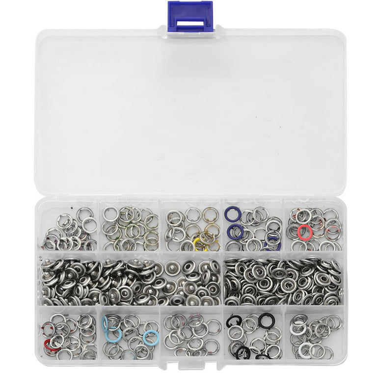 50 Sets 9.5Mm Snap Buttons, Metal Ring Snaps, Snap Fasteners Kit, Hollow  Prong B