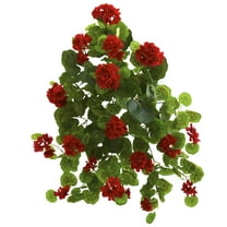 Nearly Natural Plastic 26" Geranium Artificial Plant (Set of 2), Red