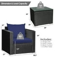 thumbnail image 2 of Gymax 3PCS Rattan Patio Conversation Furniture Set Outdoor w/ Navy Cushions, 2 of 10