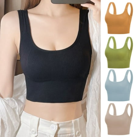 

harmtty Lady Bra Push Up Padded Solid Color Seamless Backless Super Breathable Soft High Elasticity U-shaped Lady Bra Daily Wear Clothes Green One Size