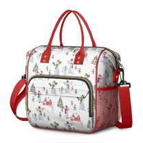 White Christmas Snowman Pattern Womens Lunch Box for Work,Insulated Large Lunch Bag for Tween and Teen,Loncheras Para Mujer,Leakproof Adult Lunch Bag for Work,Beach,Travel,Picnic,Camping